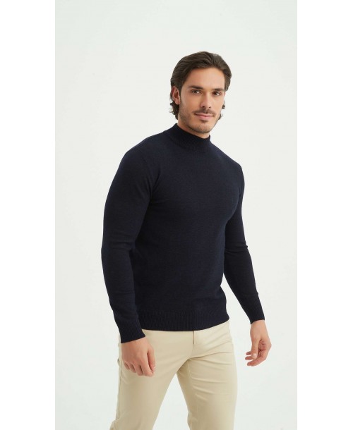 YE-6735-217 Pull Cashmere Touch col cheminée - Kaki