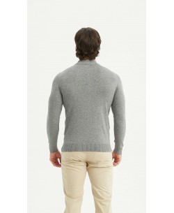 YE-6735-214 Pull gris argent à col cheminée