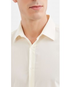 SLIM1009-15 Chemise unie ivoire  en slim fit