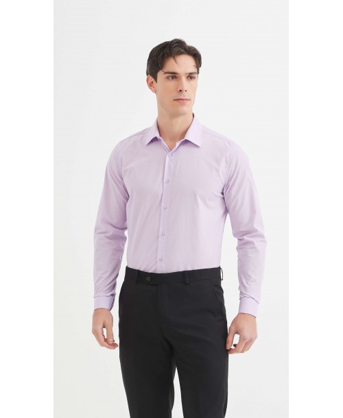 SLIM1009-24 Chemise unie parme en slim fit