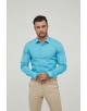 SLIM1009-5 Chemise unie bleu turquoise slim fit