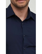 SLIM1009-74 Chemise unie bleu marine  en slim fit
