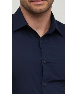 SLIM1009-74 Chemise unie bleu marine  en slim fit