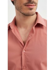 SLIM1009-81 Chemise unie terracotta en slim fit