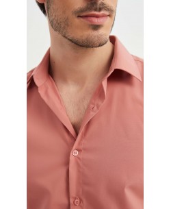 SLIM1009-81 Chemise unie terracotta en slim fit