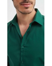 SLIM1009-82 Chemise unie vert foncé en slim fit