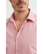 SLIM1009-83 Chemise unie rose saumon en slim fit