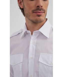 YE-2009L Chemise pilote blanche en confort fit