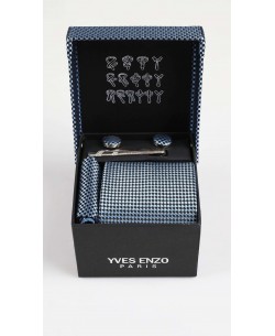 CC-034 Coffret cravate bleu à motifs