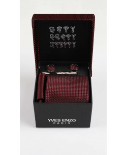 CC-035 Coffret cravate bordeaux à motifs