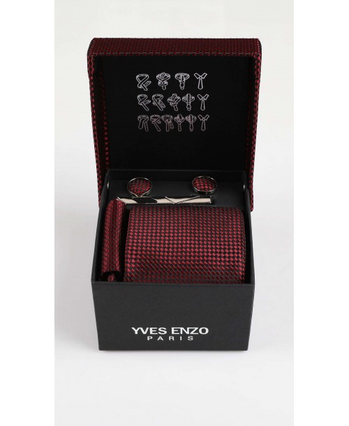 CC-035 Coffret cravate bordeaux à motifs