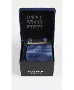 CC-037 Coffret cravate marine à motifs