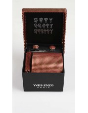 CC-038 Coffret cravate camel à motifs