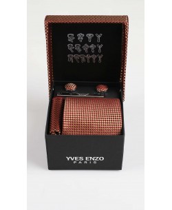 CC-038 Coffret cravate camel à motifs