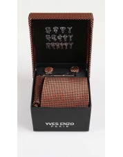 CC-039 Coffret cravate marron à motifs