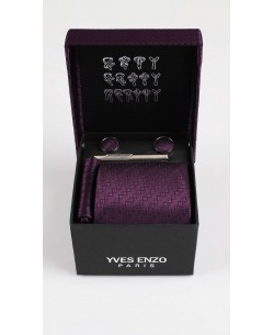 CC-042 Coffret cravate violet à motifs