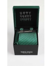 CC-044 Coffret cravate vert à motifs