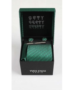 CC-044 Coffret cravate vert à motifs