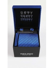 CC-045 Coffret cravate bleu à motifs