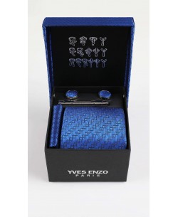 CC-045 Coffret cravate bleu à motifs