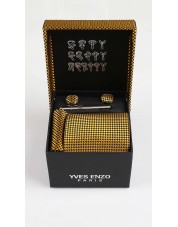 CC-046 Coffret cravate moutarde à motifs