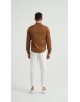 ENZO-116-07 Chemise col mao - Marron