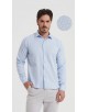  R002-02 Chemise coupe droite en coton piqué - Ciel