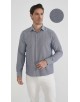  R002-12 Chemise coupe droite en coton piqué - Bleu