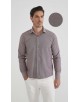  R002-23 Chemise coupe droite en coton piqué - Marron