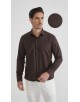  R002-25 Chemise coupe droite en coton piqué - Marron