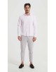  R002-03 Chemise coupe droite en coton piqué - Rose