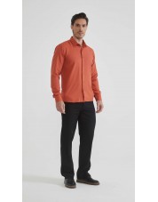 T60-37 Chemise piqué terracotta en slim fit