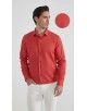  R002-38 Chemise coupe droite en coton piqué - Rouge