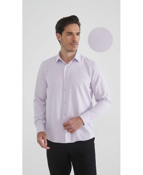 R002-04 Camisa corte recto en algodón piqué - Lila R002-04 Camisa corte recto en algodón piqué - Lila