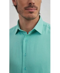  R002-47 Chemise coupe droite en coton piqué - Vert