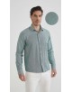  R002-50 Chemise coupe droite en coton piqué - Kaki
