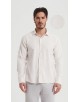  R002-21 Chemise coupe droite en coton piqué - Ivoire