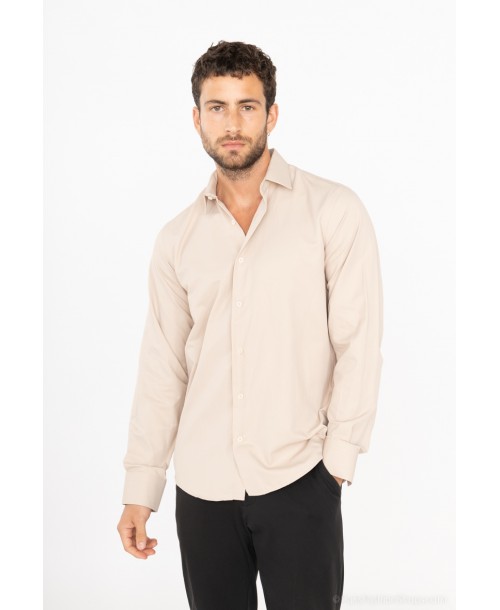 SAT200-163 Chemise beige en confort fit