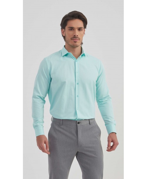 SAT200-31 Chemise vert sauge en confort fit