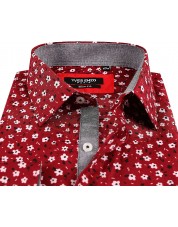SLIM5038-12 Chemise rouge slim fit motifs YARD