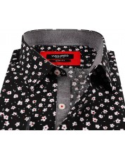 SLIM5038-14 Chemise noire slim fit motifs YARD