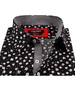 SLIM5038-14 Chemise noire slim fit motifs YARD