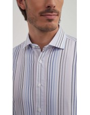 SLIM5154-3 Chemise à rayures bleues et grises slim fit