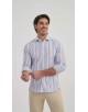 SLIM5154-3 Chemise à rayures bleues et grises slim fit
