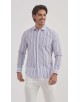 SLIM5154-4 Chemise à rayures bleues et bordeaux slim fit