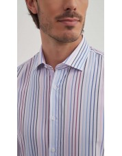 SLIM5154-4 Chemise à rayures bleues et bordeaux slim fit