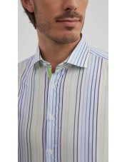 SLIM5154-5 Chemise à rayures bleues et vertes slim fit