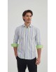 SLIM5154-5 Chemise à rayures bleues et vertes slim fit