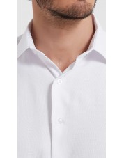 T60-01 Chemise piqué blanche en slim fit