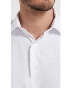 T60-01 Chemise piqué blanche en slim fit